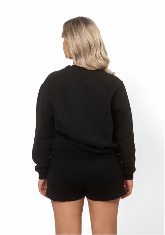 Black unisex crew neck